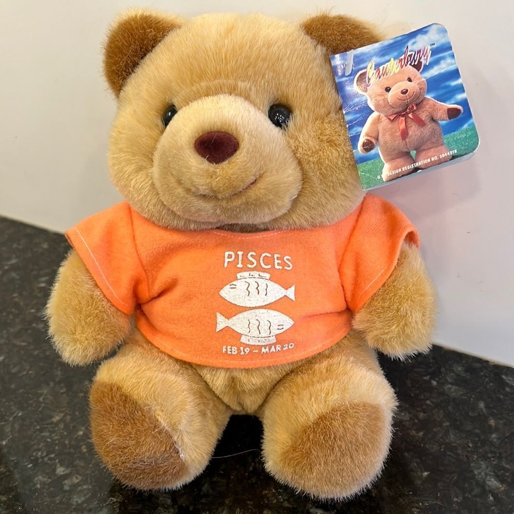 Canterbury Tan Plush Bear-Pisces. Size 8” with Tags